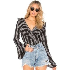 Band Of Gypsies Striped Black and White Women's Top